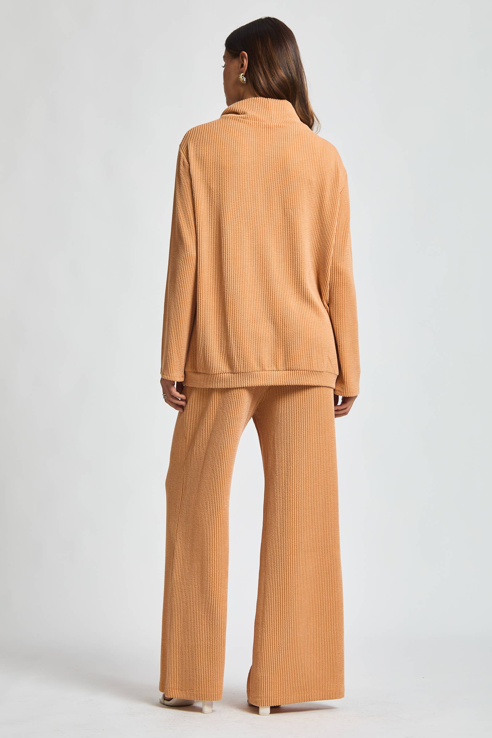 Dear Scarlett – Conjuntos Casual - Mulher por atacado – Conjunto de 2 Peças com Gola Alta Canelada TRVSET-LAVISH22