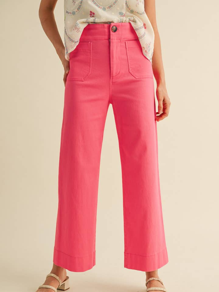 &MERCI - Wholesale Pants - Women's - HIGH WAIST CROPPED WIDE LEG PANTS MP3303