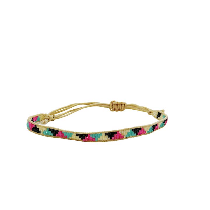 Bracelet en perles triangulaires Pink & Aqua Mix pour la vente par Narratives The Line