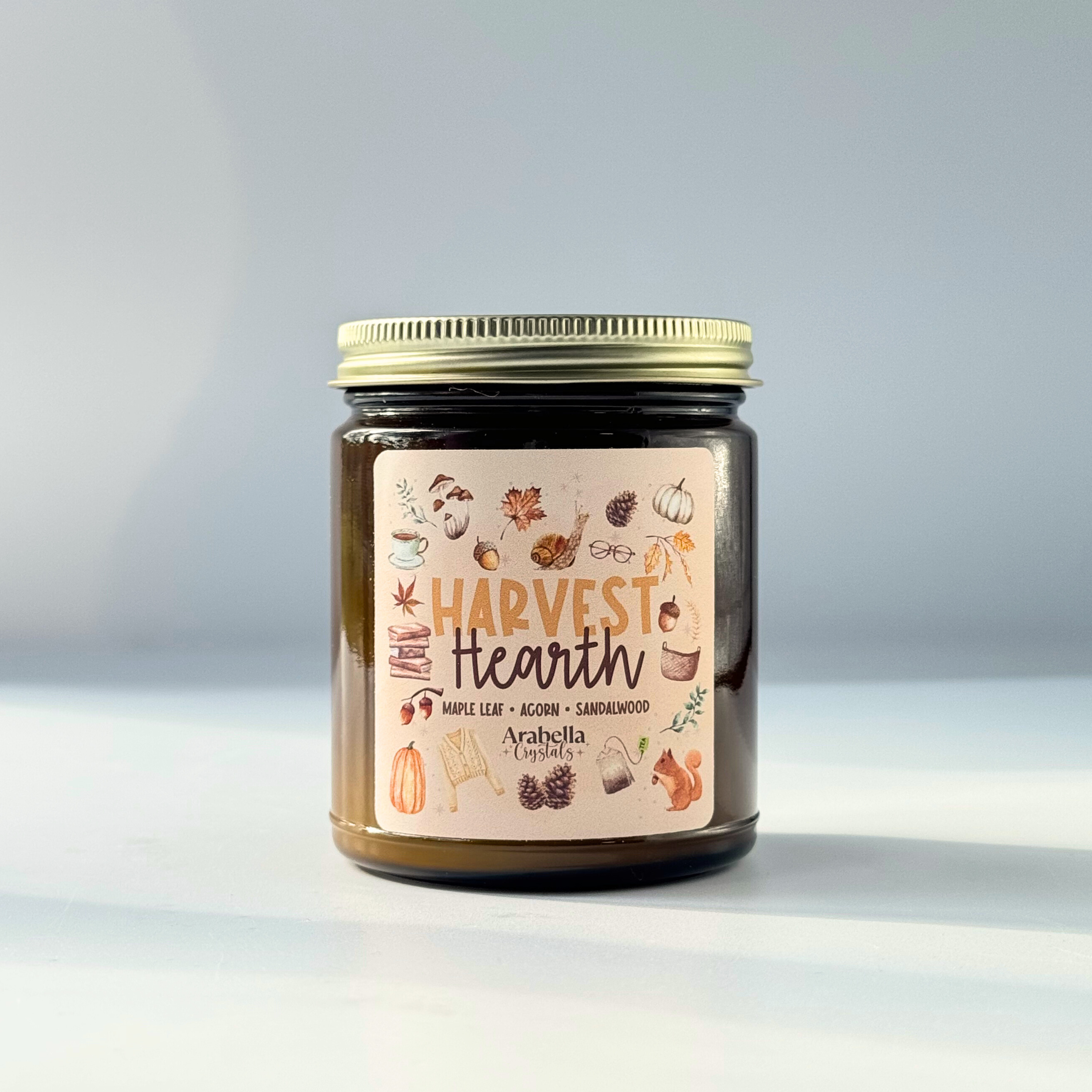Arabella Crystals - Wholesale Jar/Filled Candle - Harvest Hearth Fall Candle1