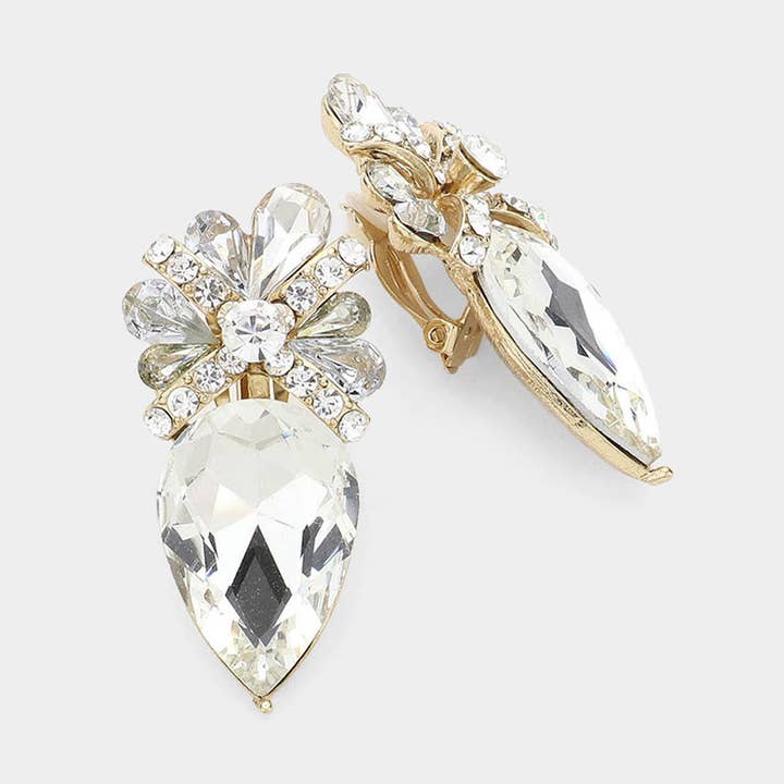 Druppelvormige oorbellen met kristallen strass voor wholesale door Sensibling Corp.