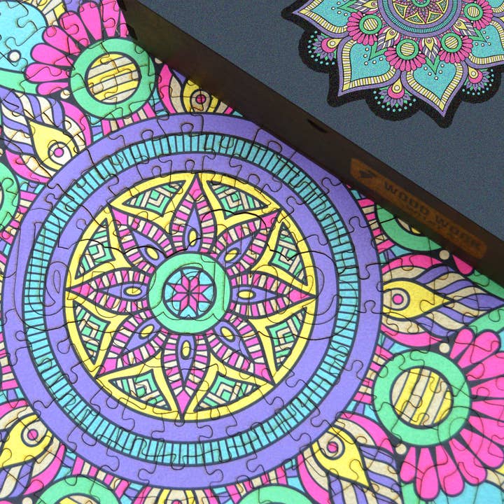 Mandala Wooden Jigsaws for Adults "BREATHE" | Wood Puzzles for wholesale by WAWW Artisanal Wooden Puzzles