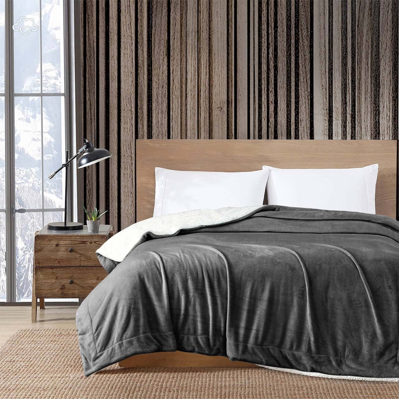 Cottonpassion_US – Engroshandel Sengetæppe – Vendbar Sherpa Fleece tæppe Warm Throw Twin Full/Queen4