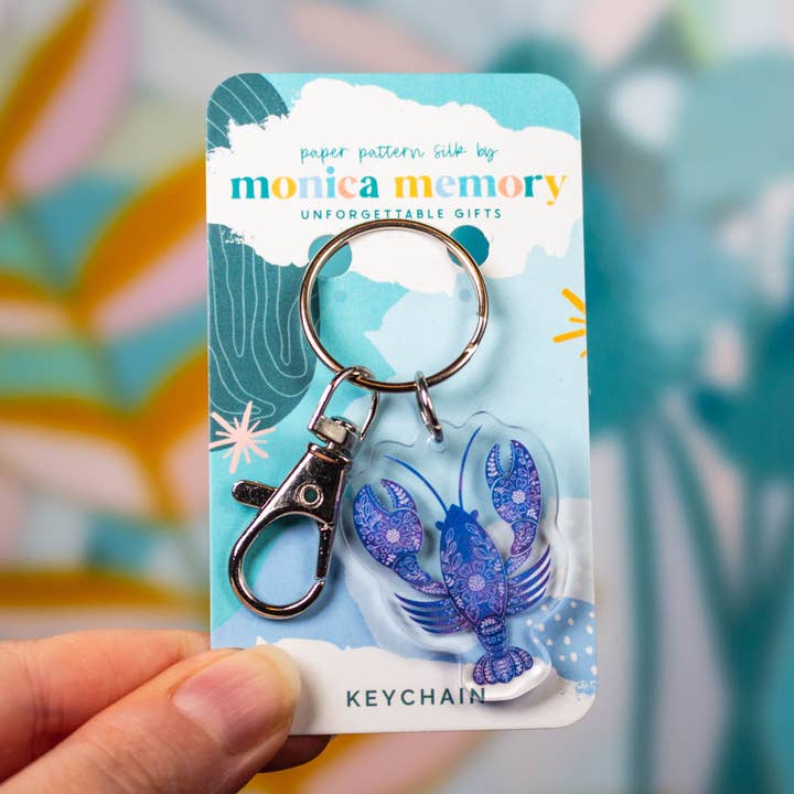 Porta-chaves Lucky Blue Lagoster por atacado de Paper Pattern Silk