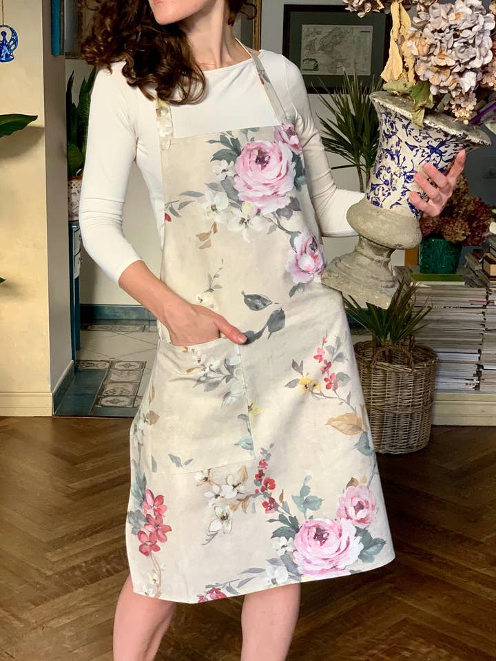 Avental Senhora Simples, Tamanho S-L, 100% Algodão Orgânico, Estampado por atacado de Hortensias Home
