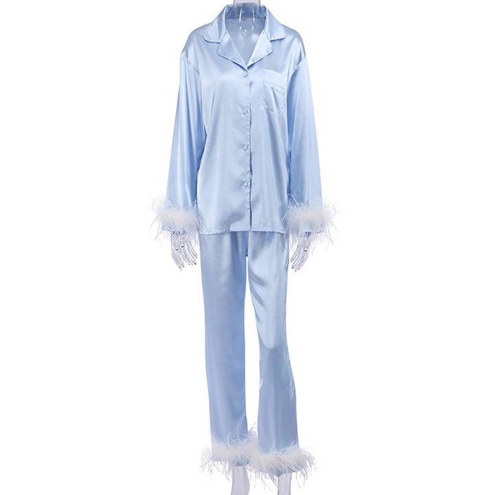 Paperdoll - Wholesale Sleepwear set – Women's - Fashion Ostrich Feather Pajamas Set 2