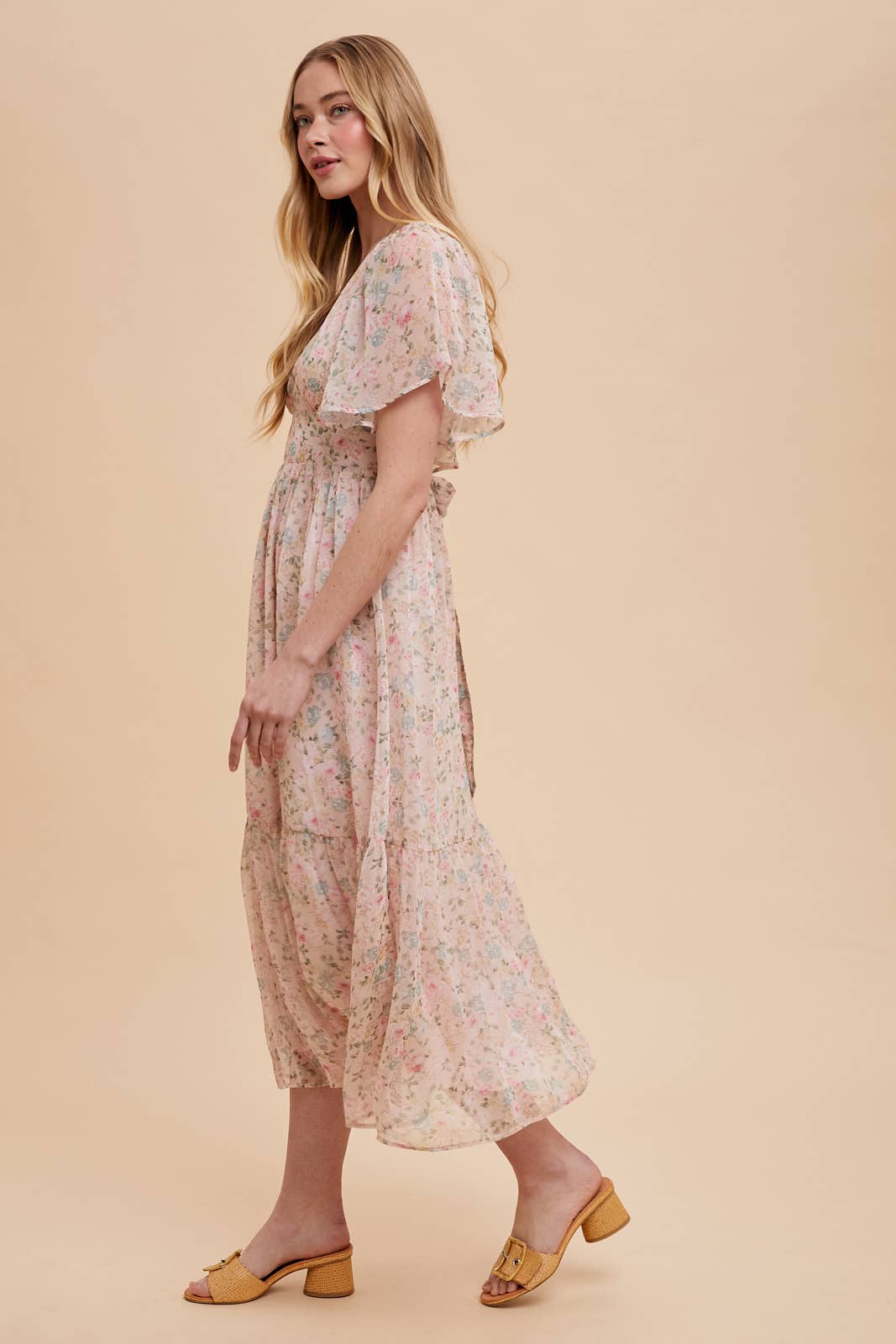 In Loom - Wholesale Dress - Women's - FLORAL FLUTTER SLEEVE MAXI DRESS4