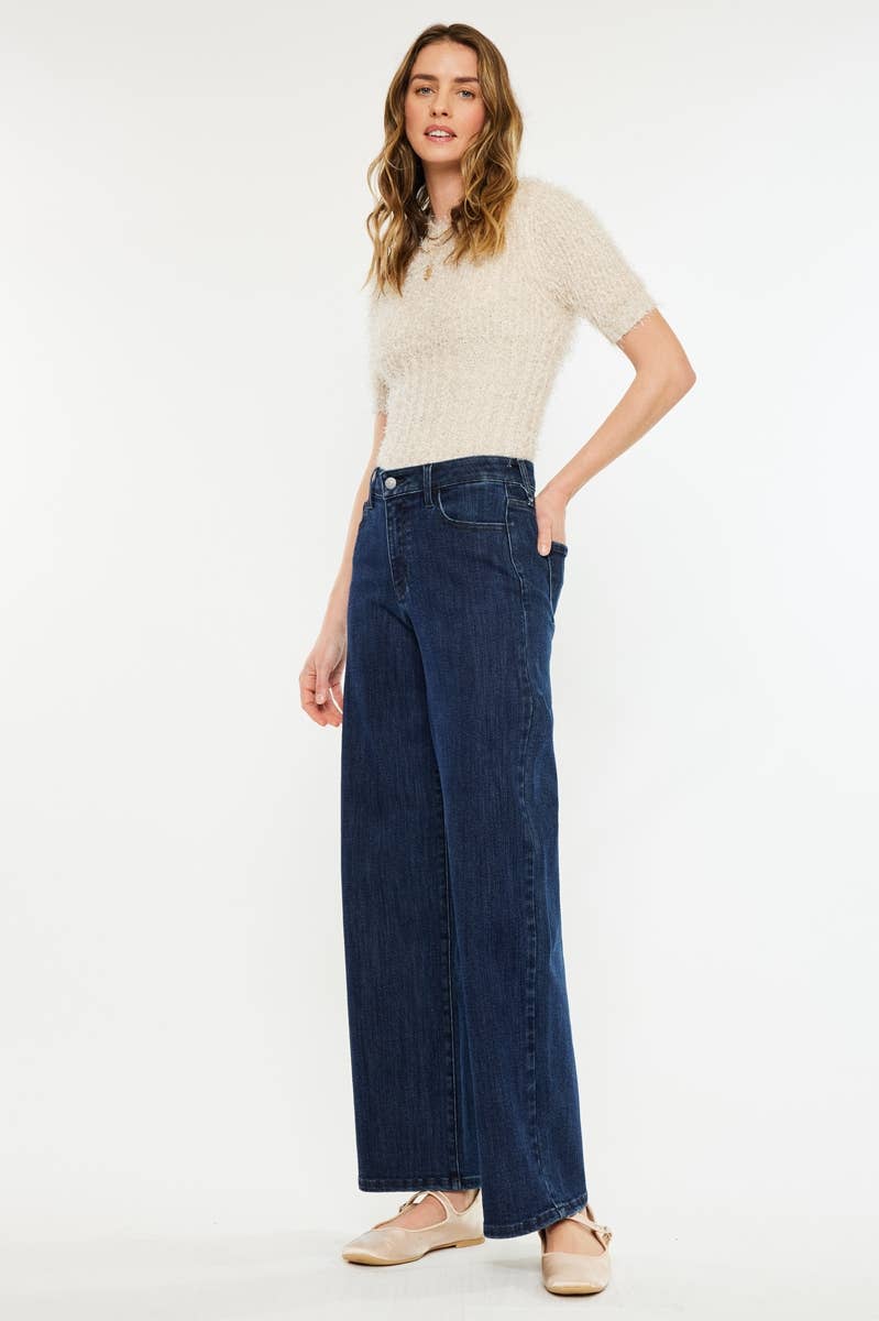 DARK OPEN PACK HIGH RISE WIDE LEG JEANS-KC20089D for wholesale on Faire3