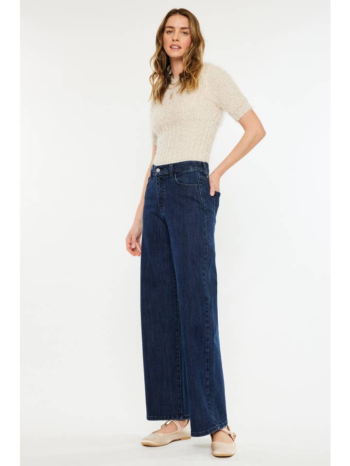 DARK OPEN PACK HIGH RISE WIDE LEG JEANS-KC20089D for wholesale on Faire3