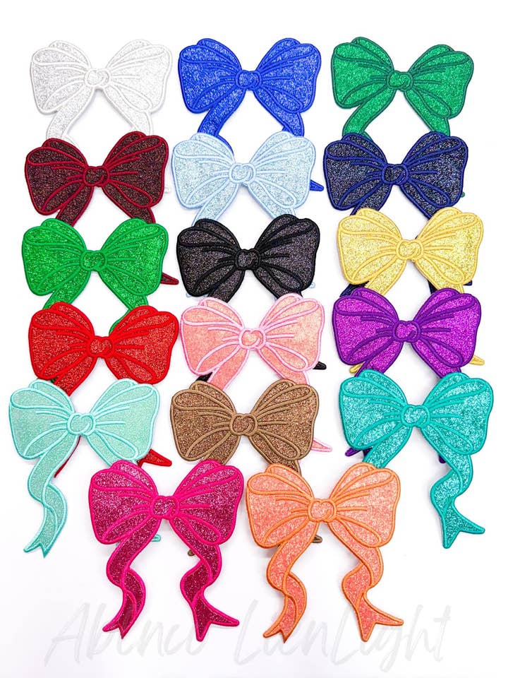 Side Bows Glitter Embroidery Patch - Single for wholesale by ABLNco