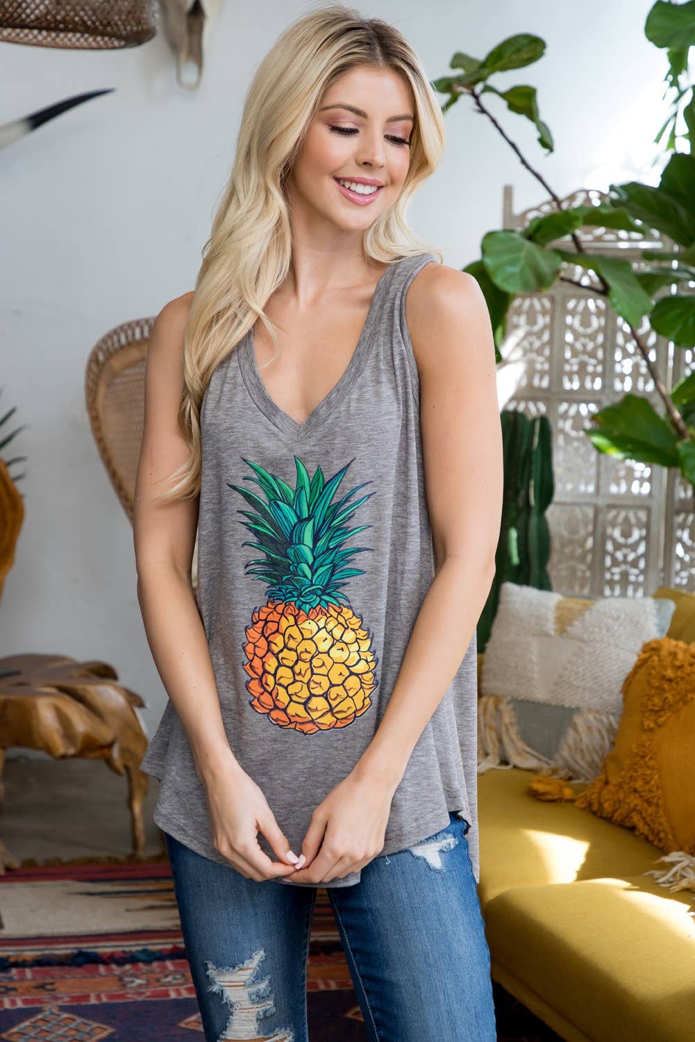 LA Soul - Wholesale Tunic - Women's - Pineapple Print Flowy Tanktops3