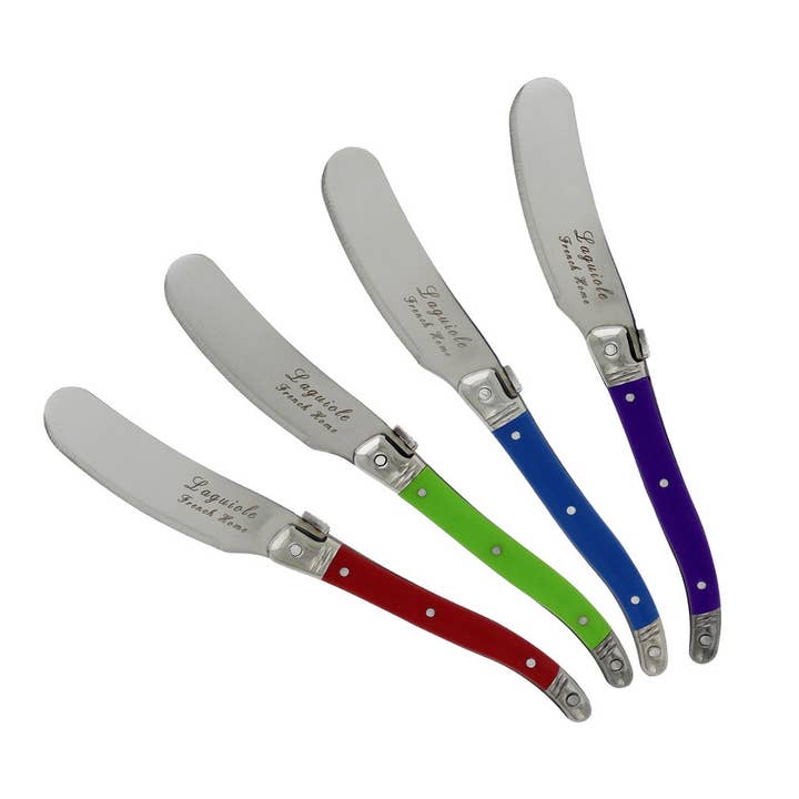 French Home - Wholesale Cheese Spreader - Laguiole 4-Piece Spreader Set with Jewel Colored Handles