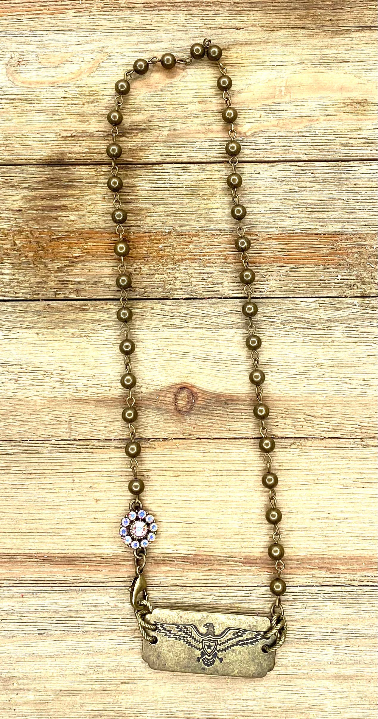 Sandra Ling Designs - Wholesale Pendant/Charm Necklace - Necklace Vintage Stamped Bar with Navajo like Chain1