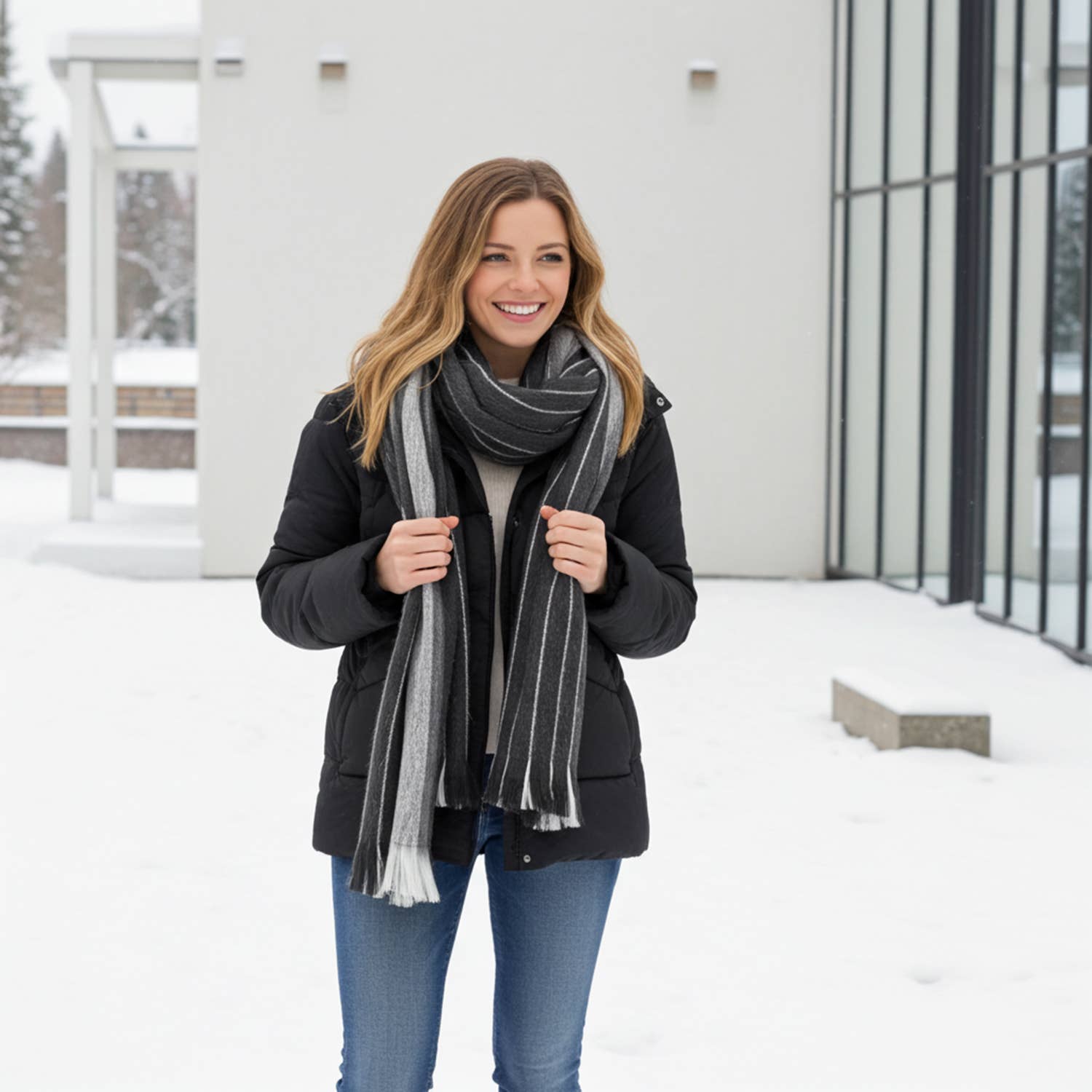 Shupaca Alpaca - Wholesale Scarf - Women's - Alpaca Scarf - Black Pearl3