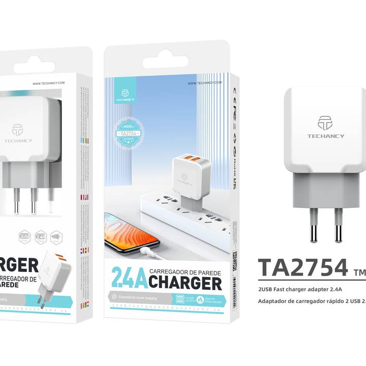 TECHANCY - Wholesale Power Adapter - Techancy Wall Charger with 2 USB Ports 2.4A, Fast Charging A1