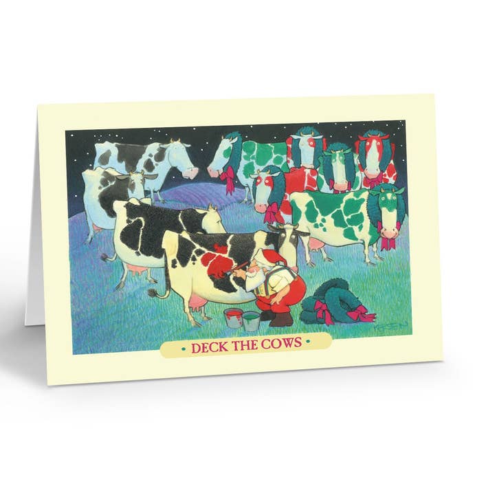 Christmas Cows Holiday Card Set - 18 Cards & 19 Envelopes for wholesale by Stonehouse Collection