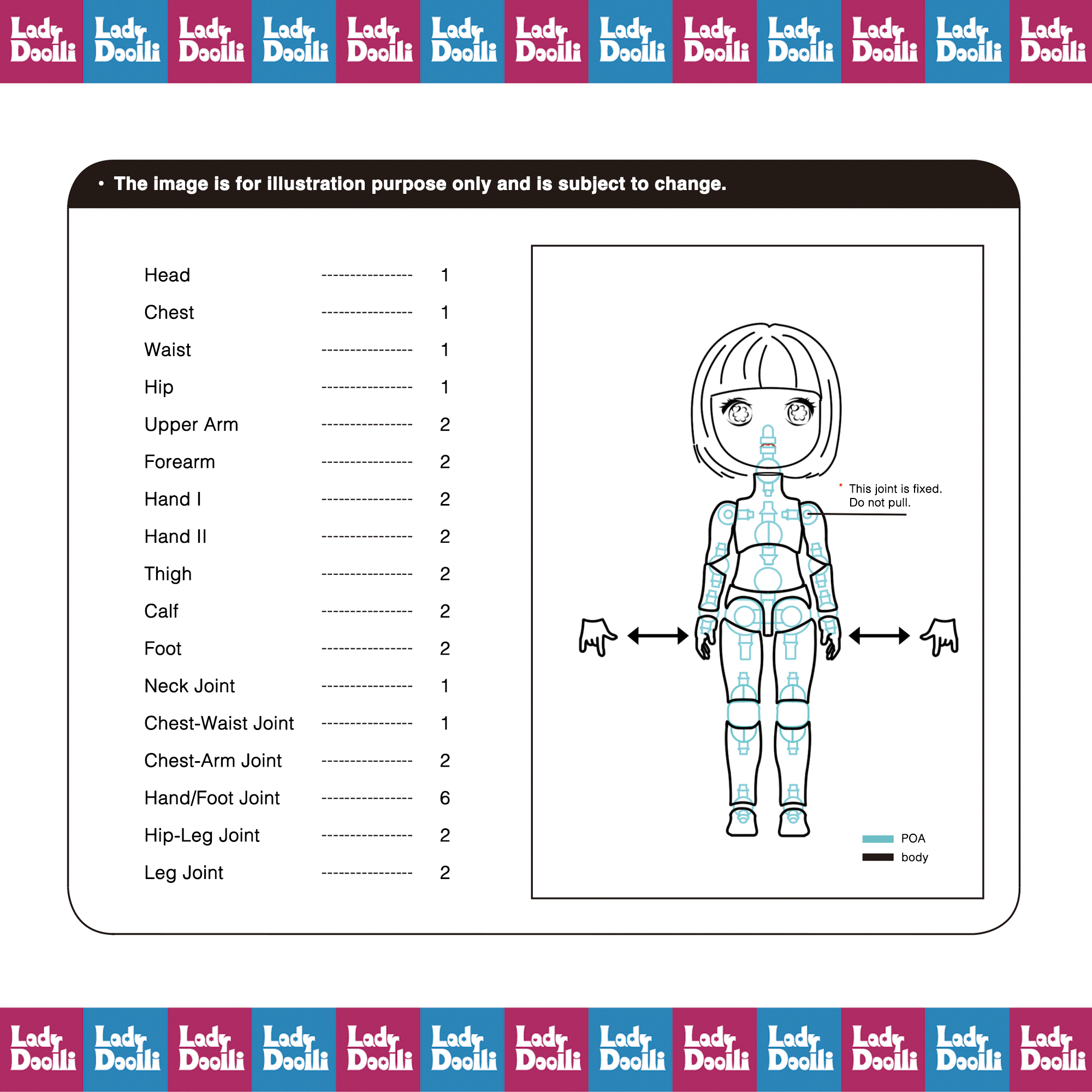 Vermilion Collection - Vente Poupée – enfant - Poupées articulées Lady Doolli Dress Up & Play (boîte surprise)11