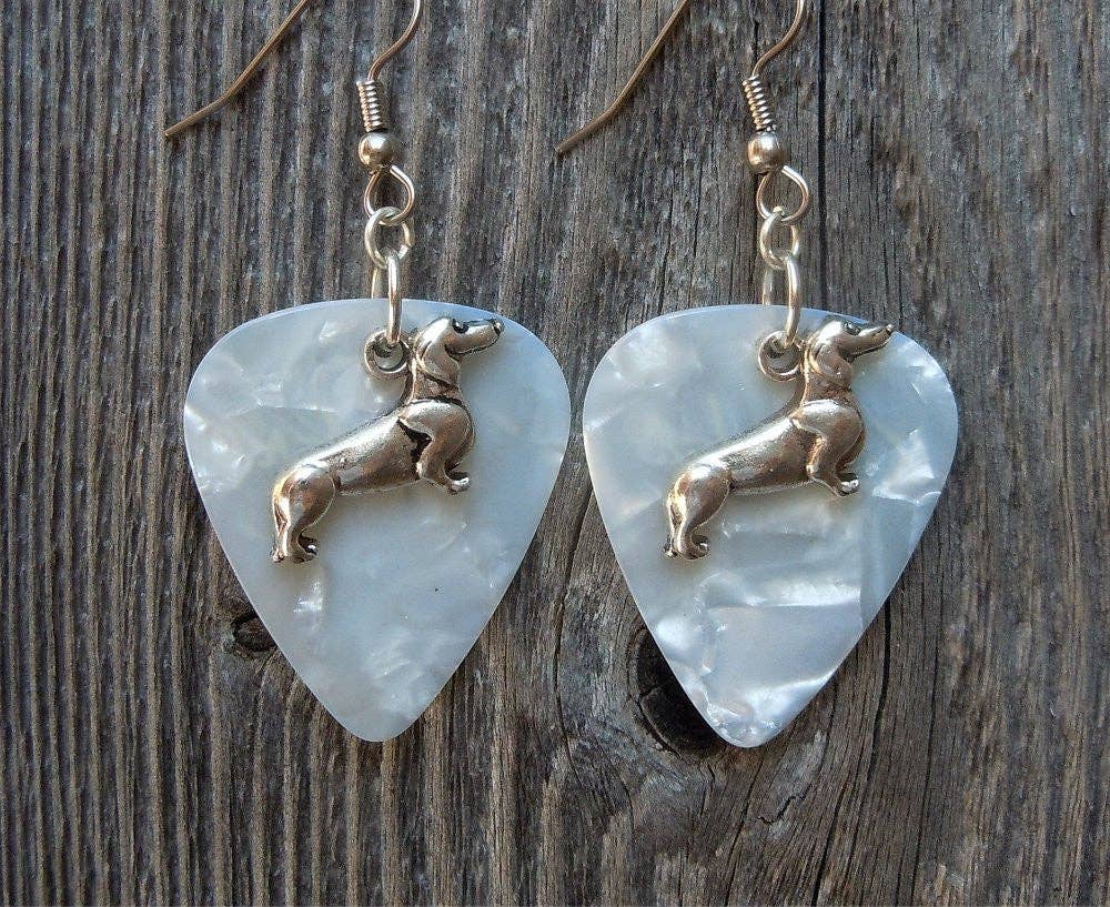 Simply Raevyn - Wholesale Dangle Earrings - Dachshund Charm Guitar Pick Earrings25