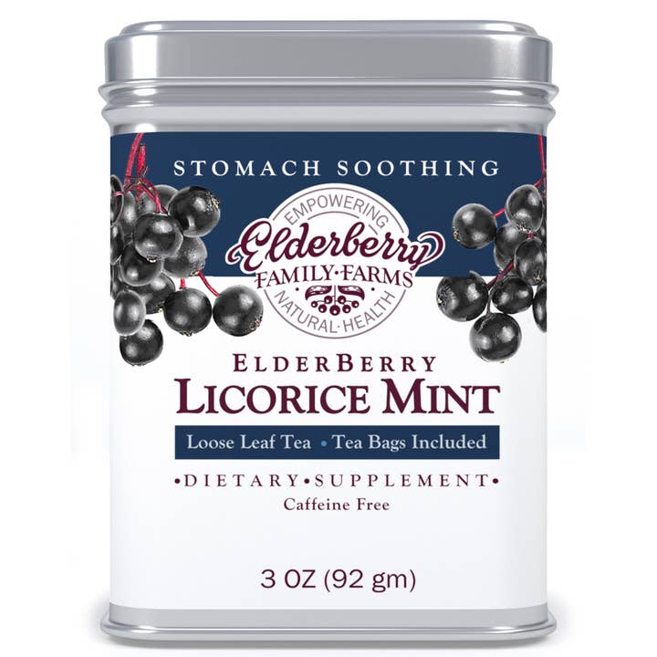 Vlierbessen Drop Munt Theeblik voor wholesale door Elderberry Family Farms