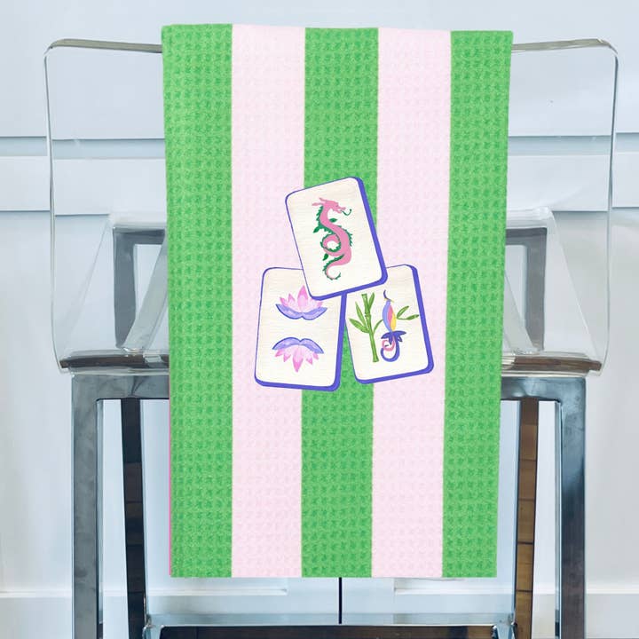 Asciugamano regalo Mahjong piastrella mahj a righe | microfibra preppy per la vendita all'ingrosso da parte di Aspen Lane