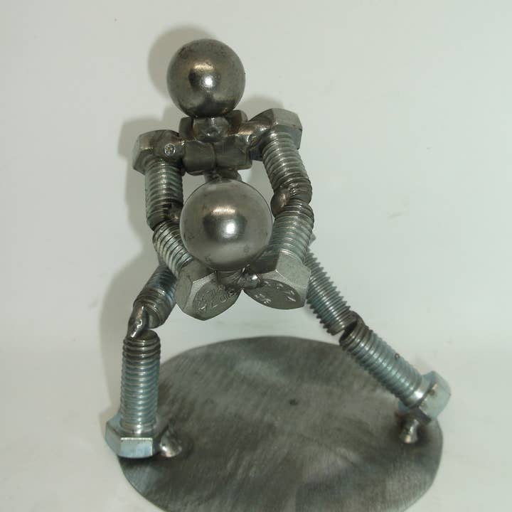 Volleyball Player, Metal Figurine, Upcycled Metal Art for wholesale by Creations Welded