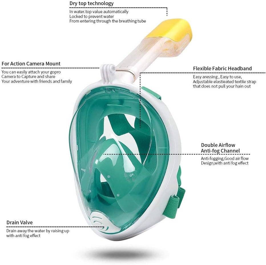 VIGOR - Wholesale Swim Goggles - Unisex - Portable 180 degree view go pro camera diving scuba full fac11