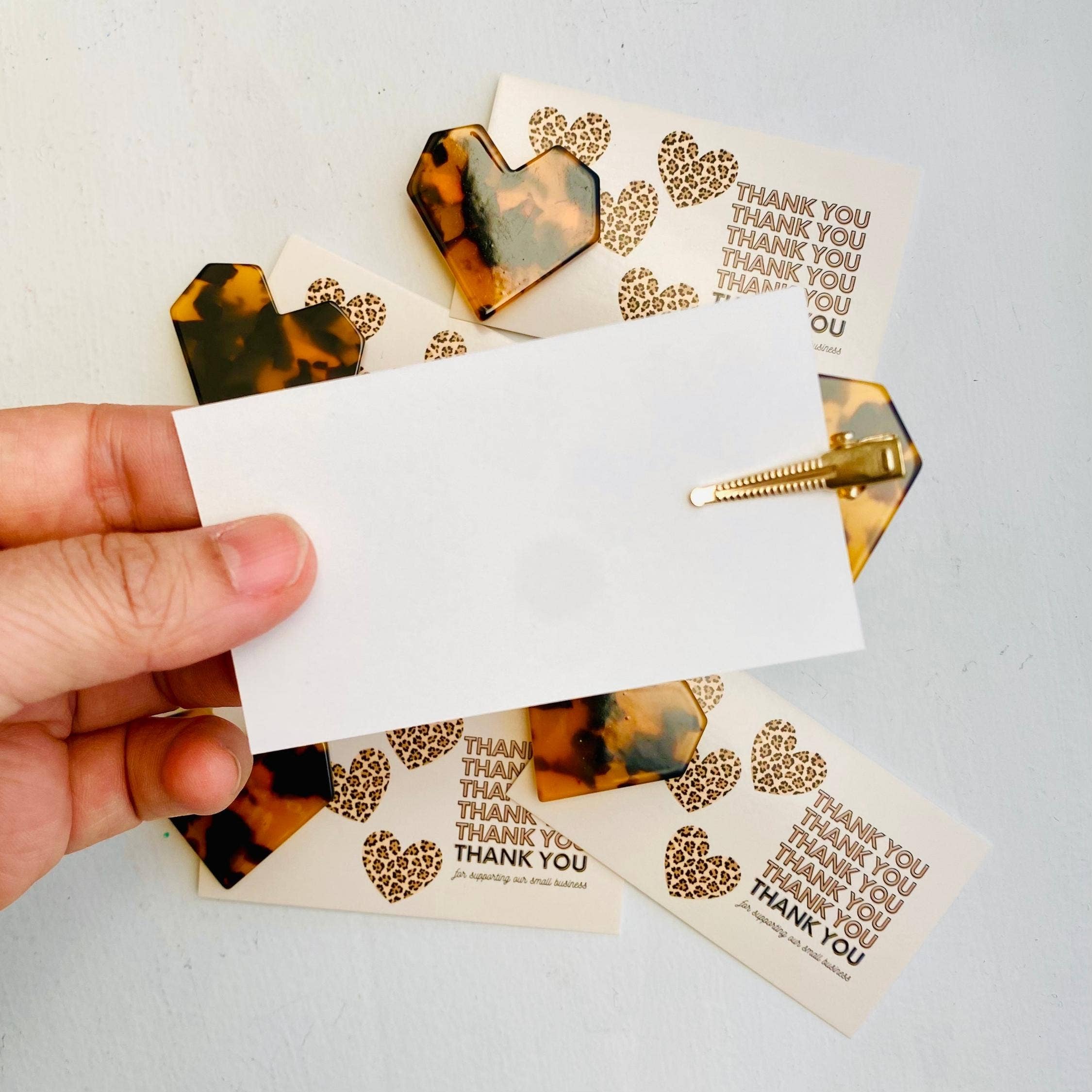 Tiny Gift Society – wholesale Hair clip – Women’s – Thank You Gifts Leopard Heart Hair Clip | Thank You Card3