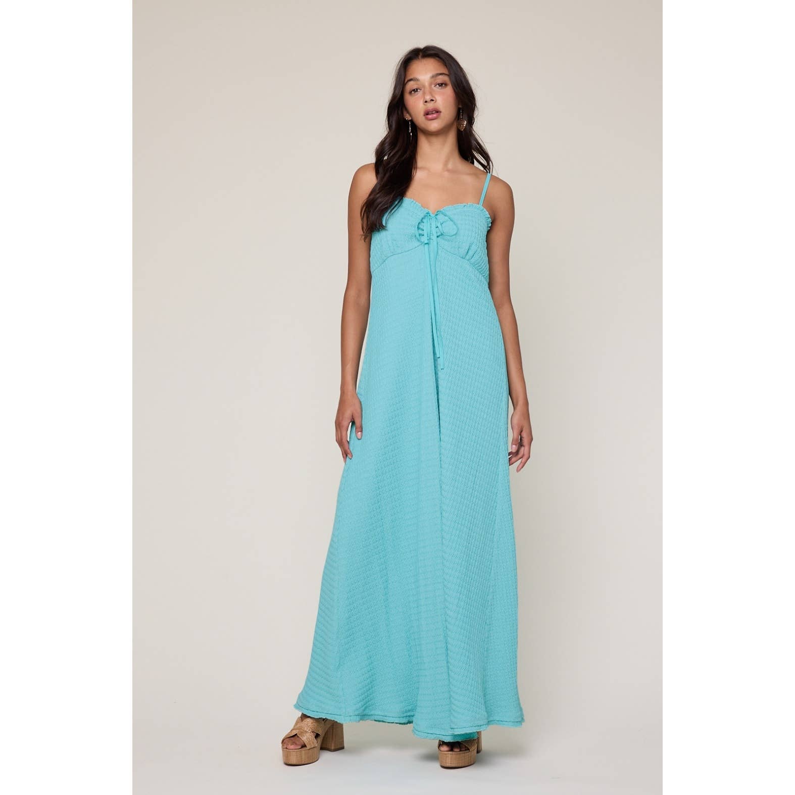 Wishlist Apparel - Wholesale Dress - Women's - TEXTURED TIE-FRONT MAXI DRESS / WL25-117127