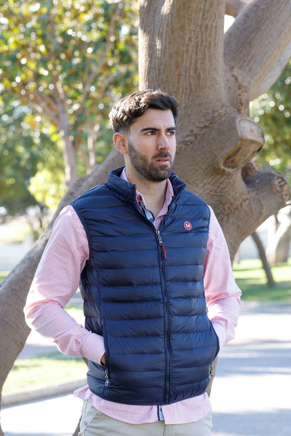 Custi Mikelo: Men's Clothing & Christmas Gifts – Engroshandel Vest - Herre – Marineblå Slim Fit Vatteret Vest1