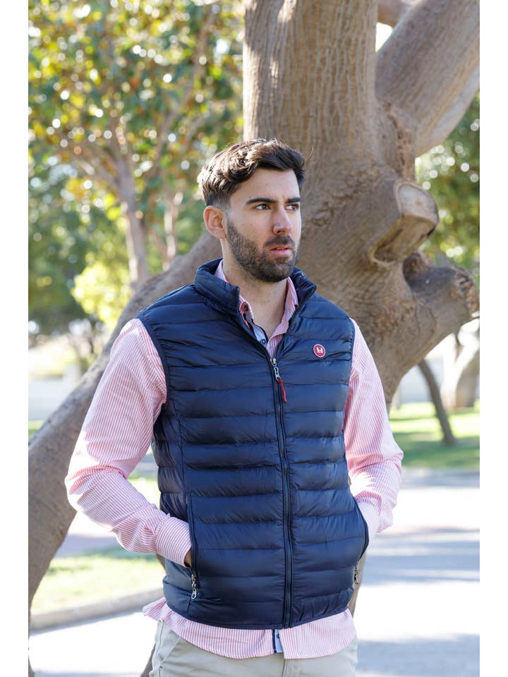 Custi Mikelo: Men's Clothing & Christmas Gifts - Wholesale Vest - Heren - Slim Fit Gewatteerd Vest Donkerblauw1