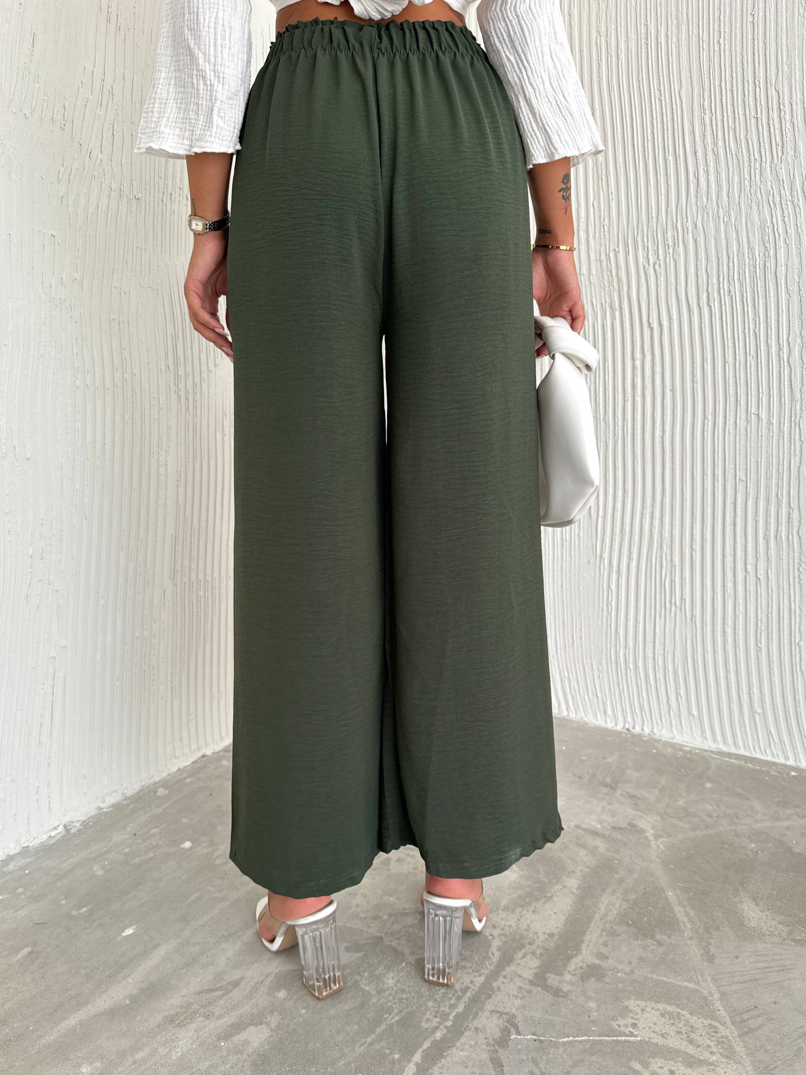 VAV NEW YORK - Wholesale Pants - Women's - Women's Solid Color Palazzo Pants Wide Leg Elastic2