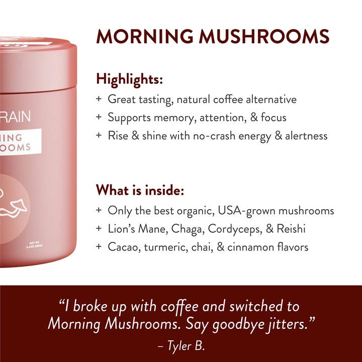 TruBrain - Wholesale Protein/Superfood Powder - Morning Mushrooms: Coffee Alternative with Adaptogens