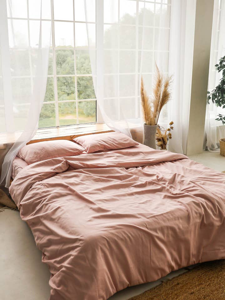Luxe Sateen Pink Sheet Set for wholesale by Nich Linen