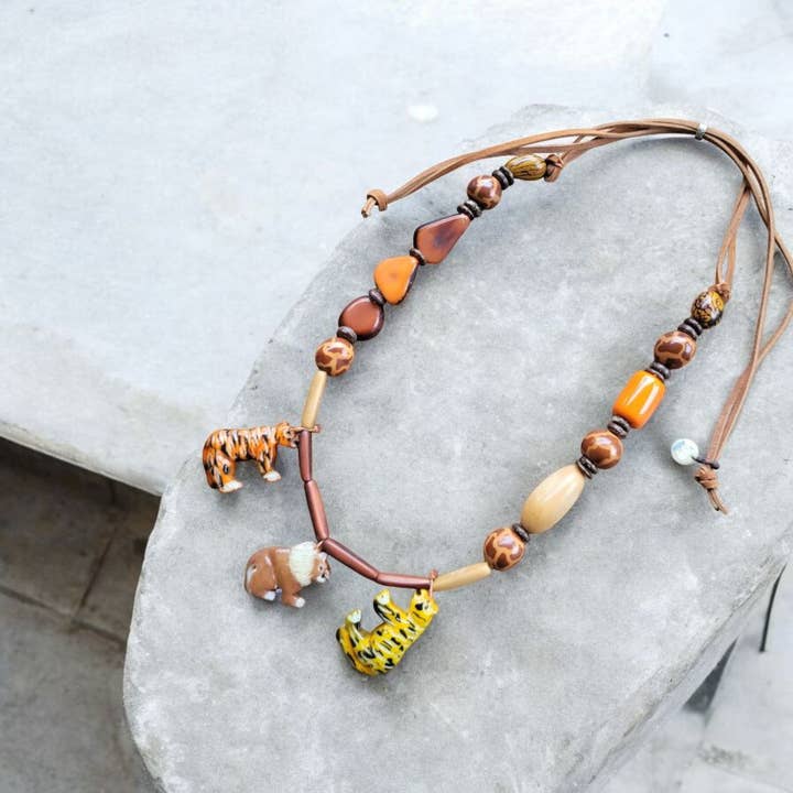 Brown Lion pride African inspired unisex safari necklace for wholesale on Faire3