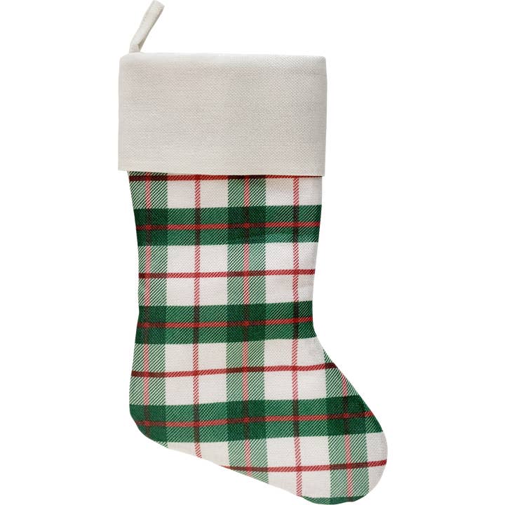 PolarX Ornaments - Wholesale Holiday Stocking - Green Plaid Christmas Stocking