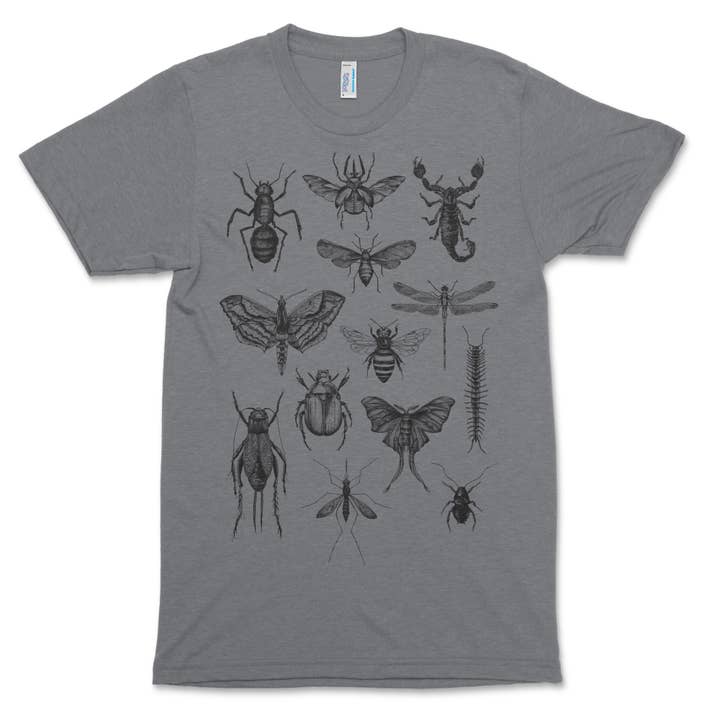 Camicia Insetti Bugs Maglietta grafica unisex grigio melange per la vendita all'ingrosso da parte di Unknown Arts