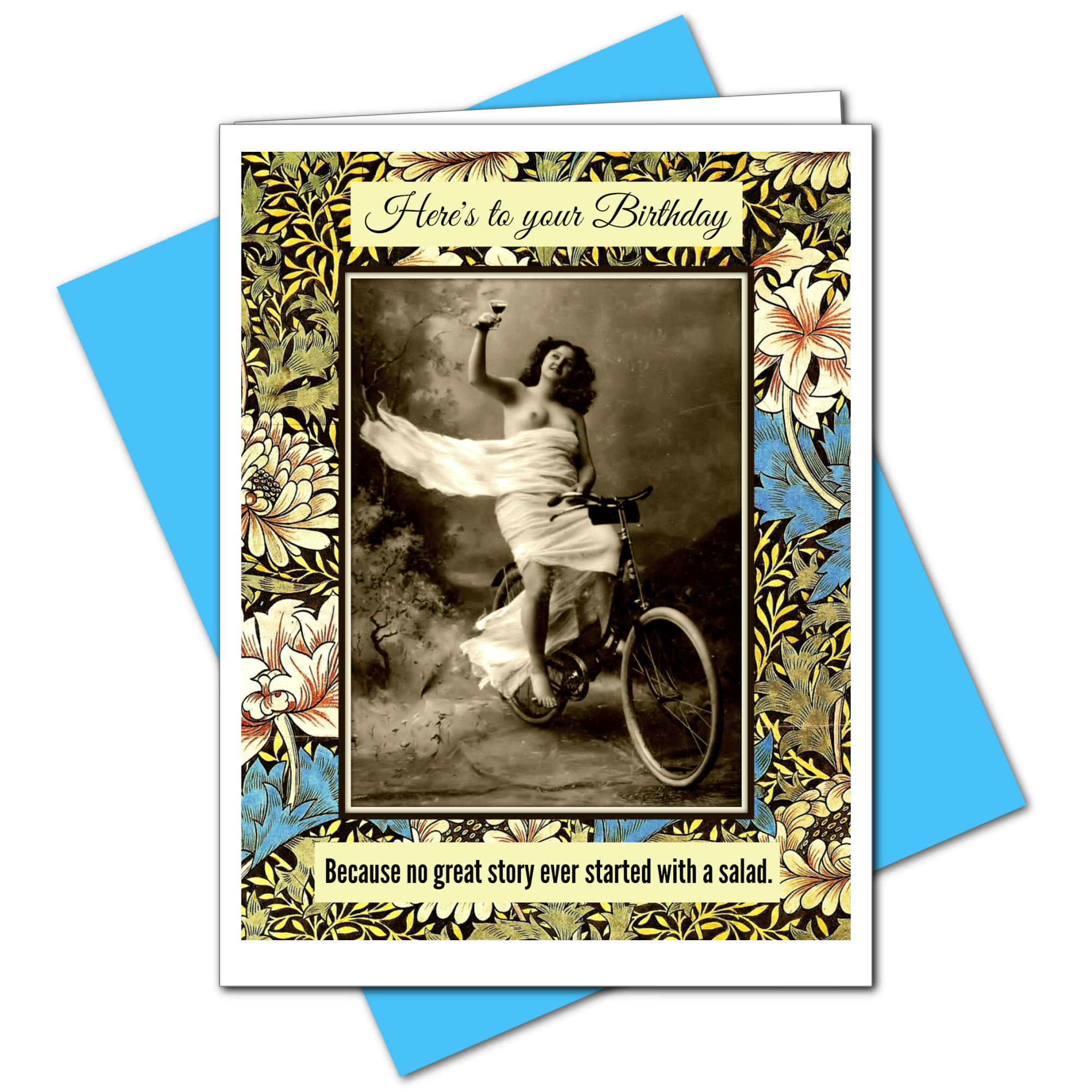 Ümlaut Brooklyn - Wholesale Birthday Card - No Great Story Ever Started With A Salad Birthday Greeting C2