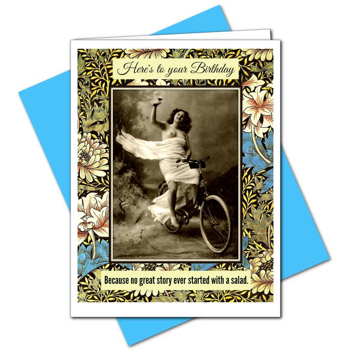 Ümlaut Brooklyn - Wholesale Birthday Card - No Great Story Ever Started With A Salad Birthday Greeting C2