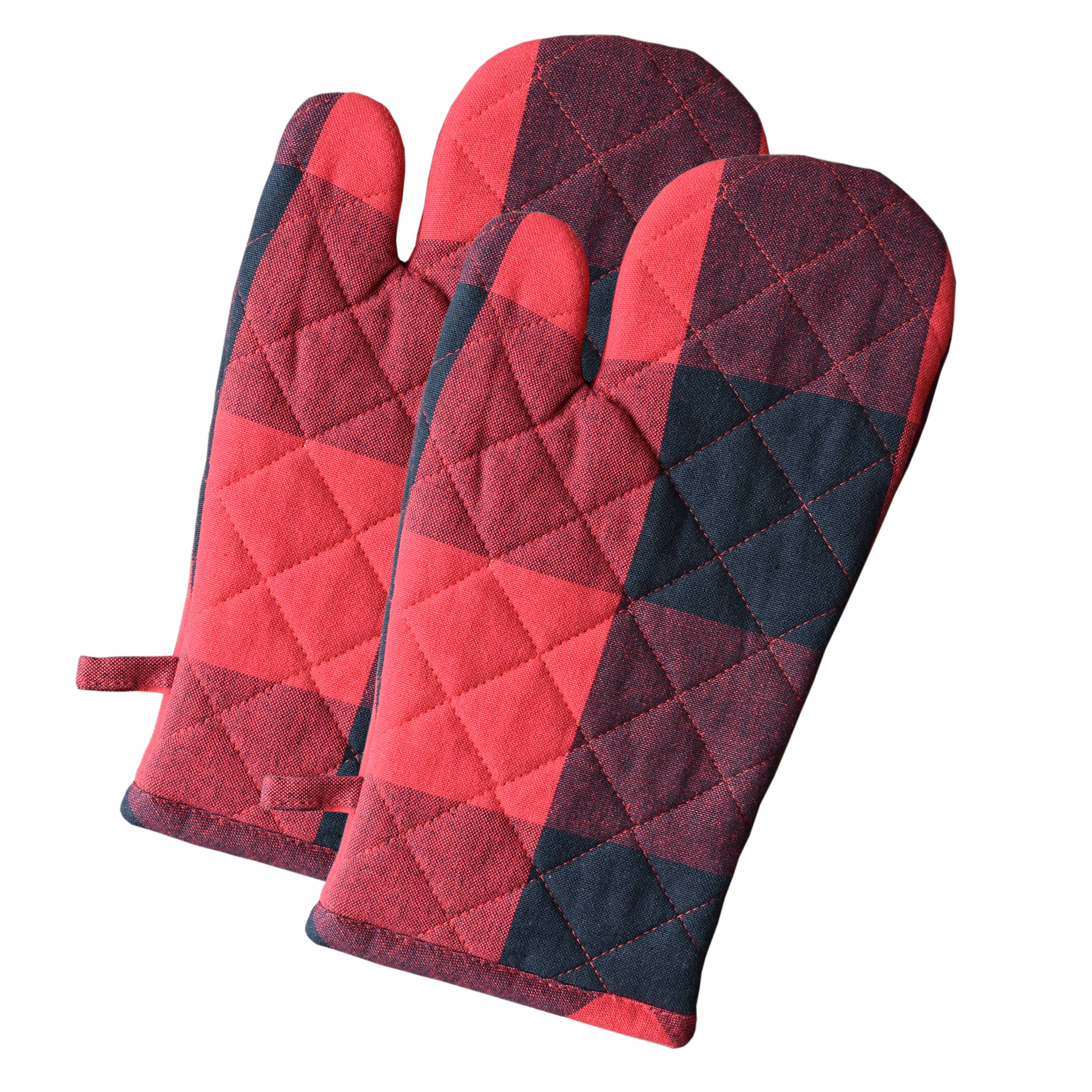 RED BLACK Buffalo Check Oven Mitts Set of 2 for wholesale on Faire1