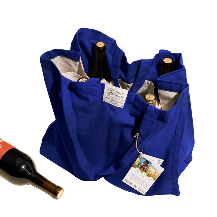 Pure Mitti - Wholesale Tote Bag - Unisex - Multi-Pocket 100% Cotton Grocery Tote – Indigo