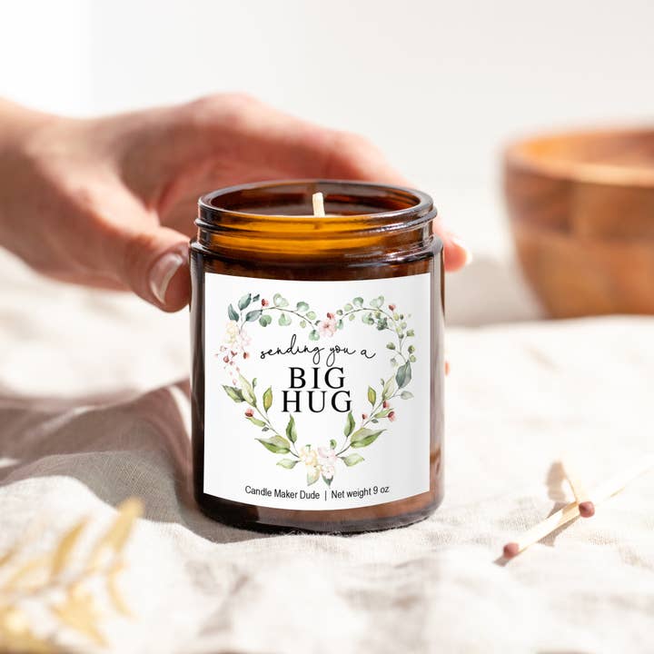 Candle Maker Dude - Wholesale Jar/Filled Candle - Sending Big Hugs Candle, Personalized Gifts For Friend, Mom, Co-worker, Get Well Soon and Sympathy Gifts, Scented Soy Candle3