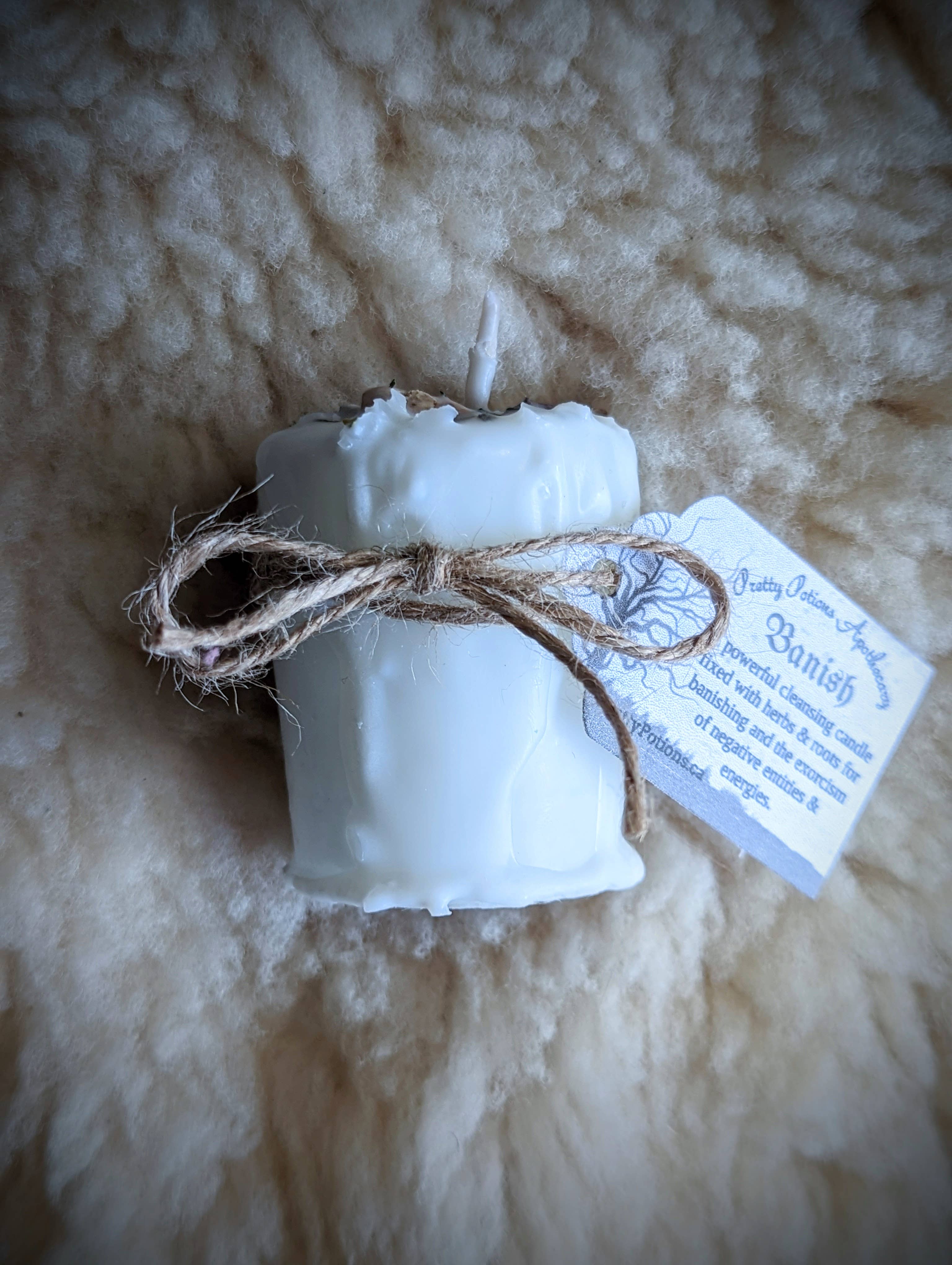 Pretty Potions Apothecary – wholesale Votive candle – BANISH Ritual Herbal Votive Candle1