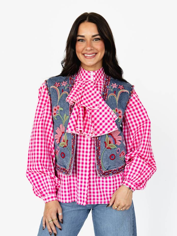 GILET EMB TH162 - FLORAL ROSE (7 Pièces) pour la vente par Turquoise Haven