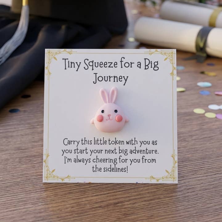 Graduation Bunny Pocket Hug Keepsake Token for wholesale by Pocket Hugs Co