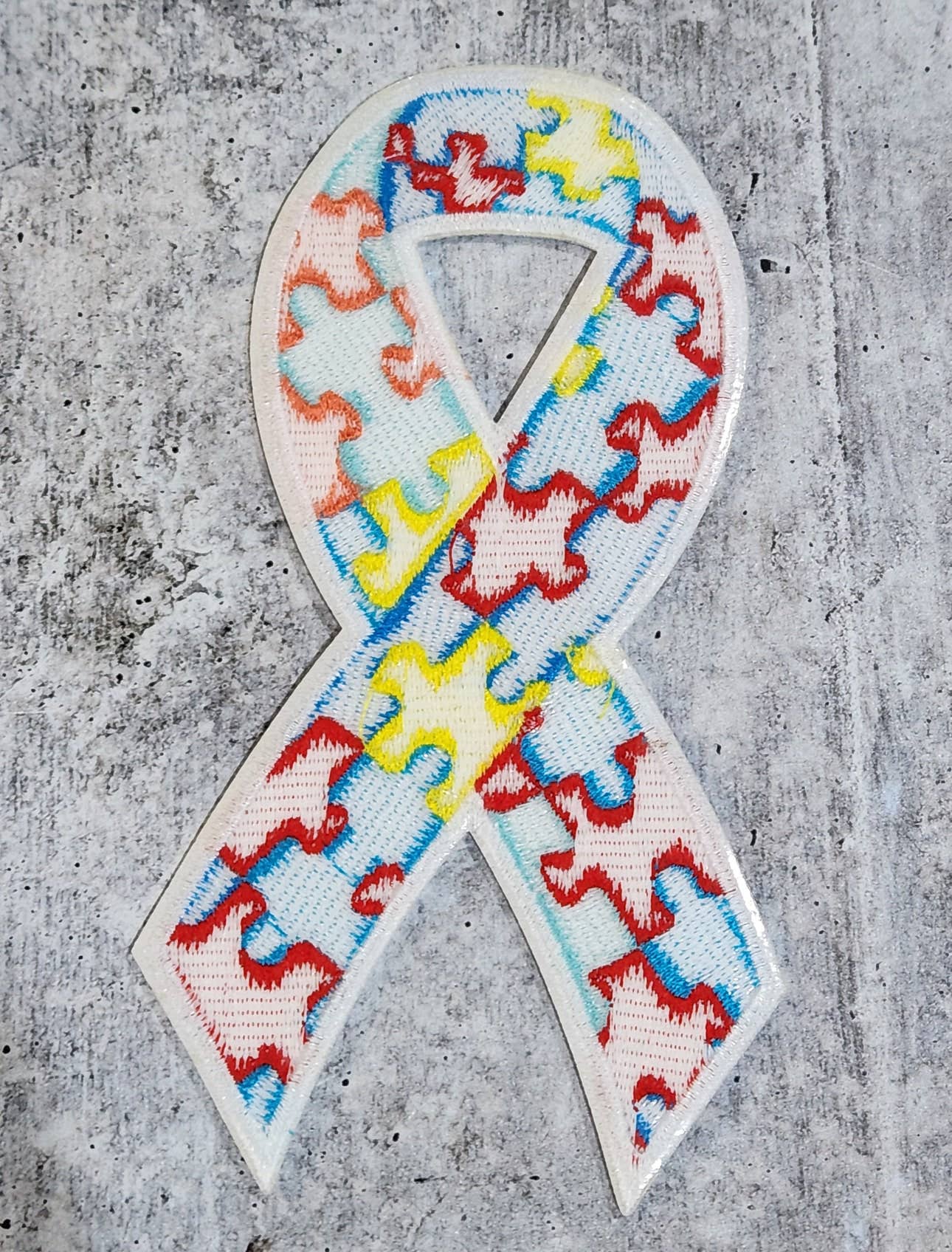 Patch Party Club - Wholesale Patch - "Autism Puzzle Ribbon," Iron-on Patch, Size 5"4