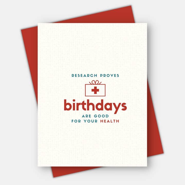 Birthdays are good for your health, Age-Positive Birthday Card for wholesale by Age-Friendly Vibes