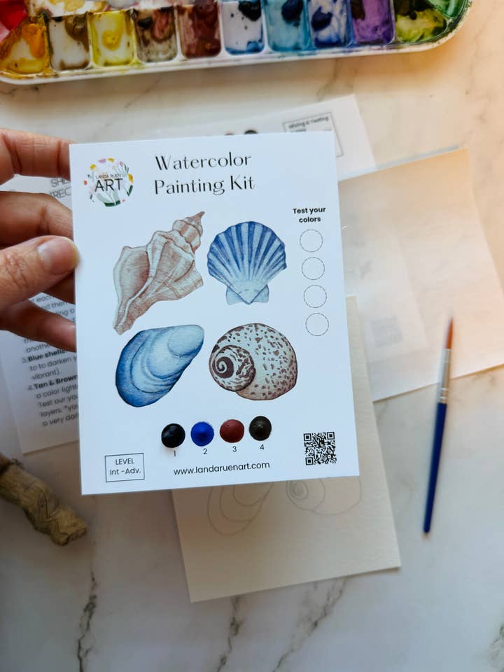 Seashells Watercolor Kit for wholesale by Landa Ruen Art