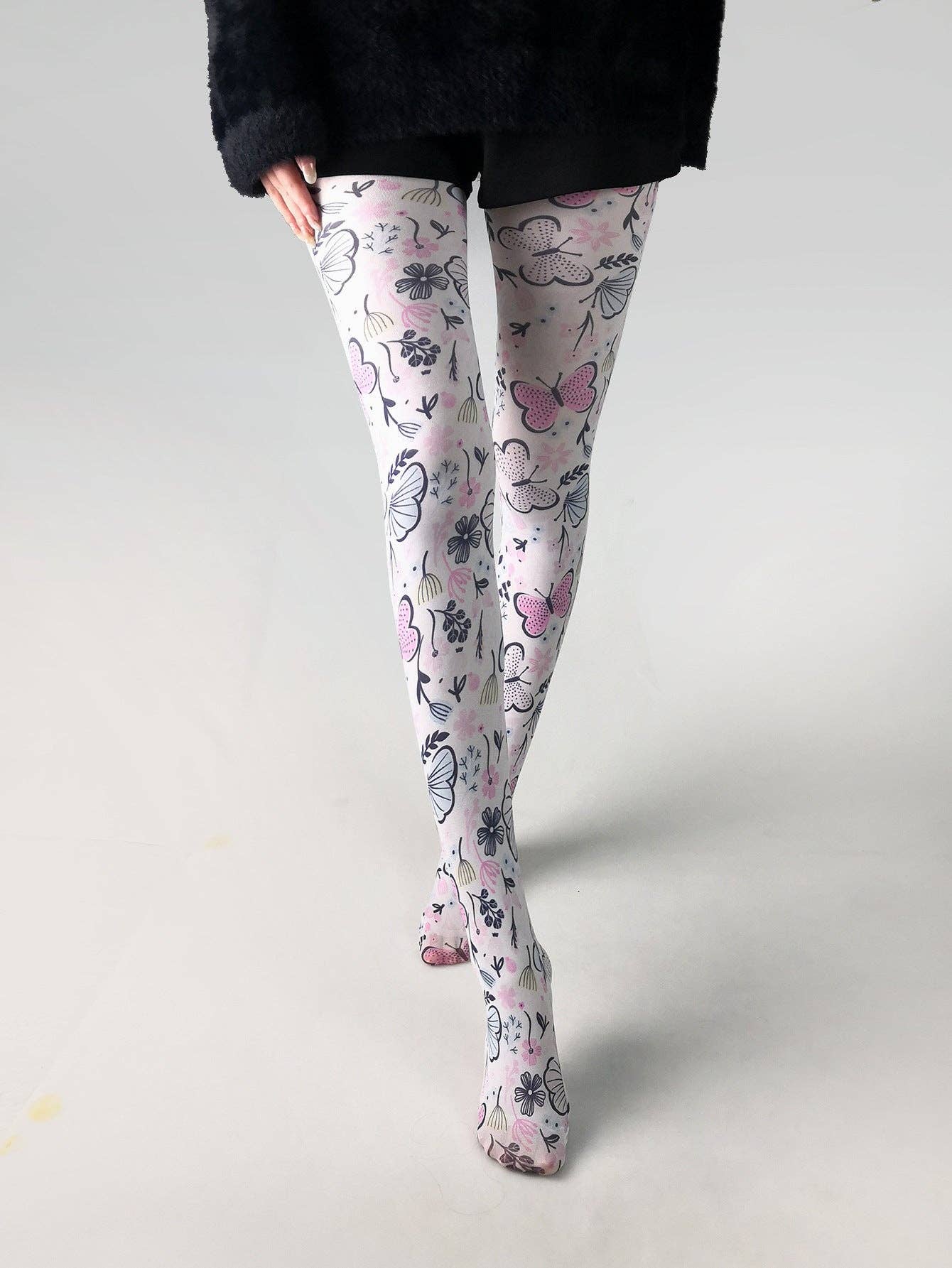 SALINA TRADING INC - Wholesale Tights - Women's - Printed Tights Abstract Butterfly Floral Nylon Casual Leggings2
