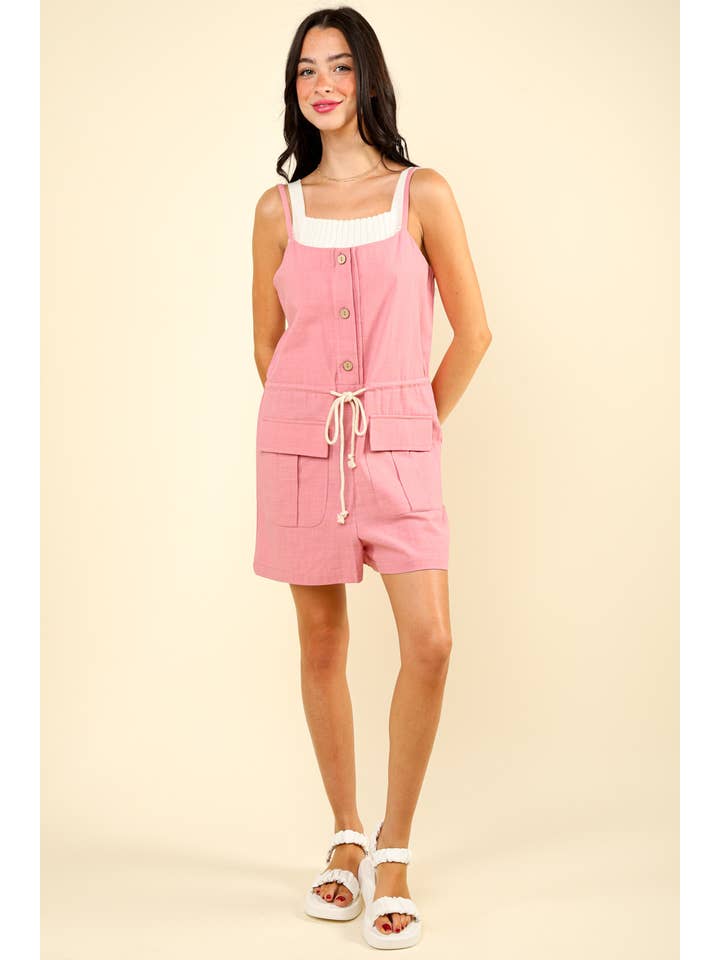 VERY J - Vendita all'ingrosso Tutina - Donna - Pagliaccetto in tessuto solido con bottoni NP704466