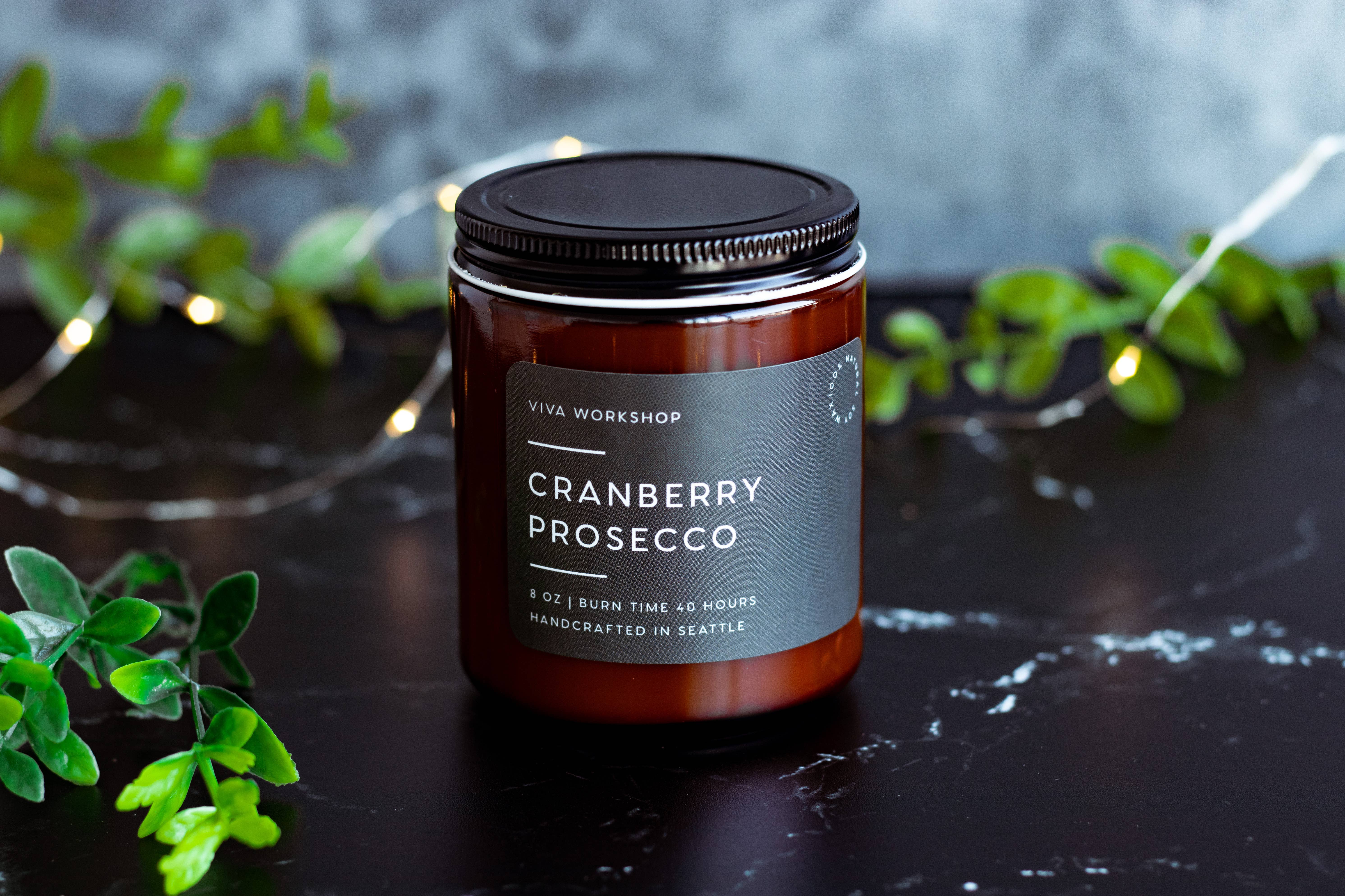 Viva Workshop - Wholesale Jar/Filled Candle - Cranberry Prosecco – Festive Scented Soy Candle9